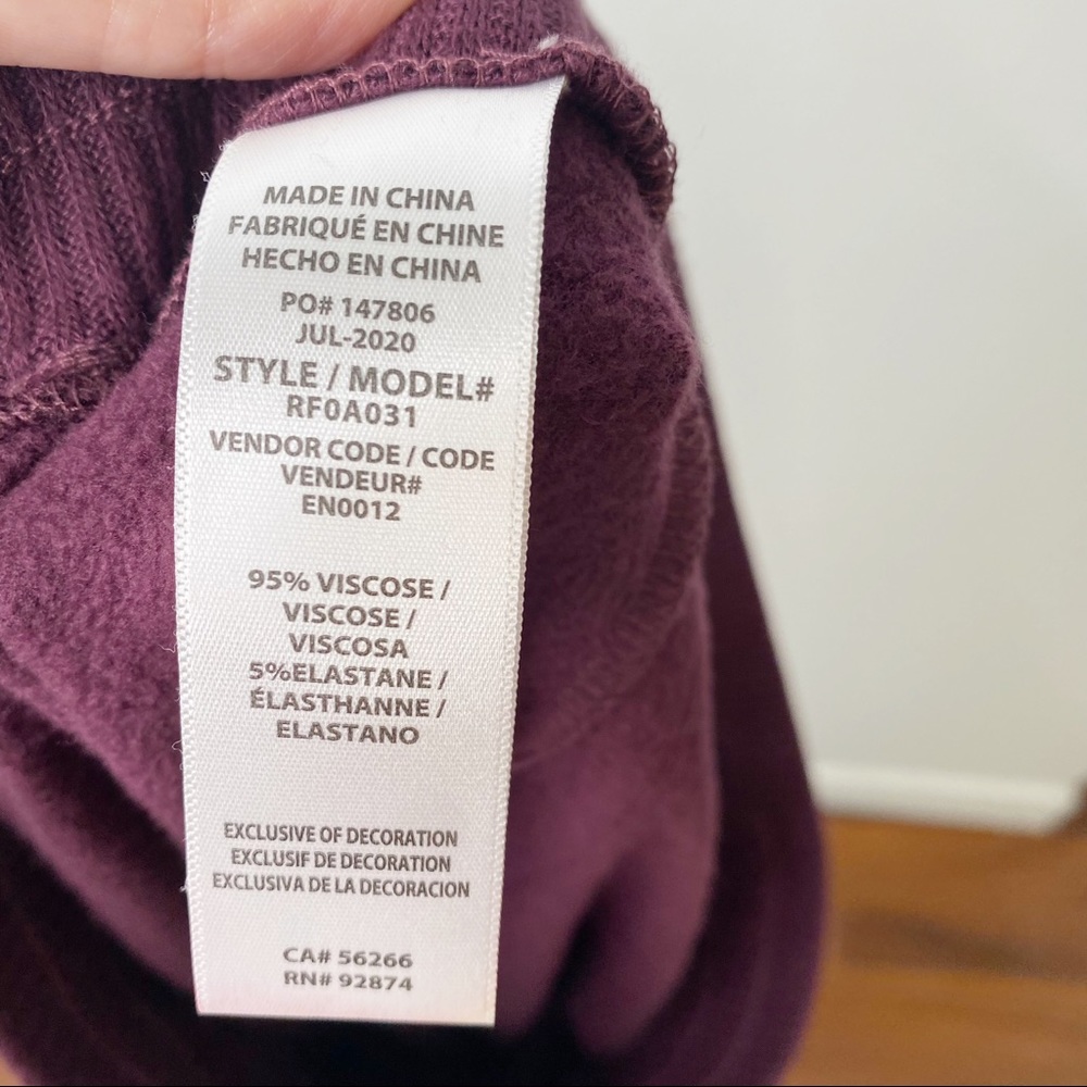 Splendid Collection Joggers Black Cherry Eggplant Velvet Trim XS - Picture 7 of 8